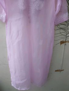 Pink Embroidered Kurta Chikankari