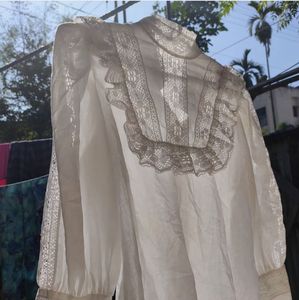 White Cute Lace Design Shirt🤍💕