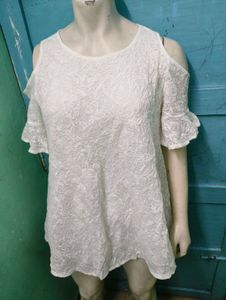 White Cold Shoulder Lace Dress