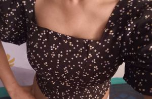 Floral Print Black Top