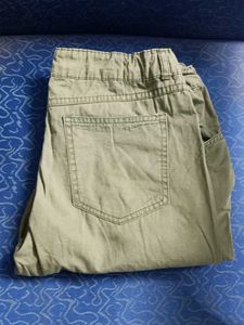 Boys Pure Cotton Bare Denim Trouser Military Green