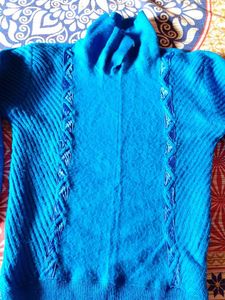 Vintage Style Blue Knitted Sweater For Women