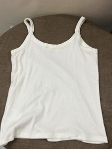 h&amp;m White Ribbed Tank Top