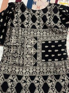 Black Jaipuri Print Short Kurta