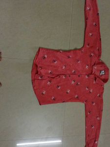 Red Brush Print Long Sleeve Shirt