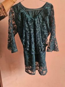 Elegant Teal Lace Tunic top