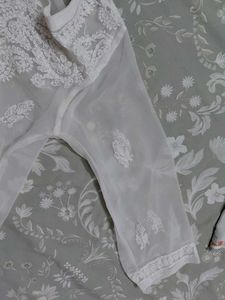 Elegant White Embroidered Kurta for Women