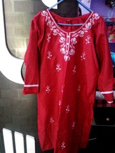 &#34;Elegant Maroon Cotton Kurti