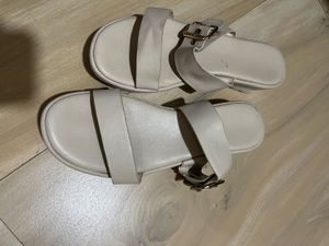 Cream Buckle Platform Sandals
