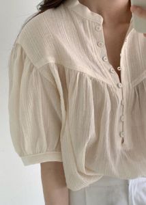 Myntra LaAimee Cream Sheer Mandarin Collar Top