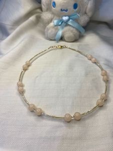Peach Beaded Delicate Necklace