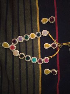Necklace With Earrings And Mangtika