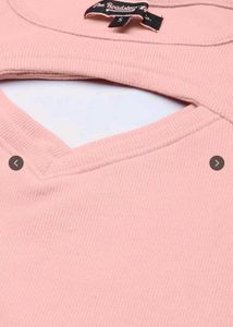 Peach Bodycon Ribbed Cotton Dress