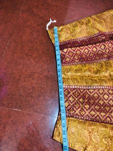 Gold &amp; Maroon Banarasi Silk Georget Lehenga Choli