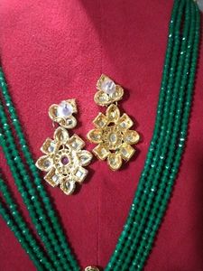 Green Beaded Necklace &amp; Earring Set