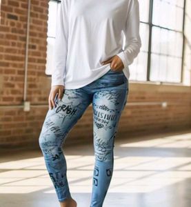 Denim  Printed Leggings