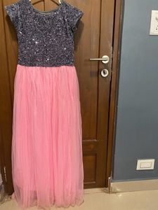 Velvet And Soft Net Fabric Gown