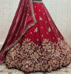 Elegant Red Embroidered Lehenga Choli