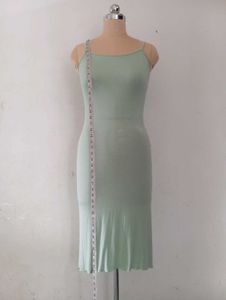 Sage Green Ribbed Knit Slip Dress