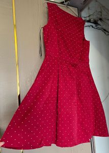 Allen Solly Red Polka Dot Casual Dress