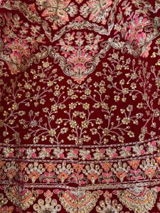 Red Velvet Embroidered Lehenga Choli