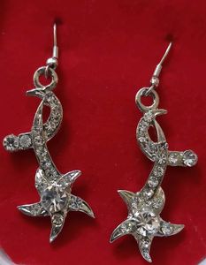Silver Starburst Dangle Earrings