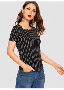Shein, Round Neck Style- Elegant striped  top