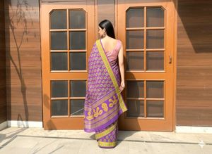 💜✨PRINTESTY LOOK PURPLE SAREE✨