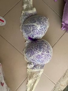 Padded Bra With Lavender N White Design
