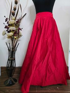 Red Solid Flared Maxi Lehenga Skirt