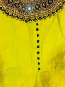 Elegant Green Anarkali Dress With Banarasi Dupatta