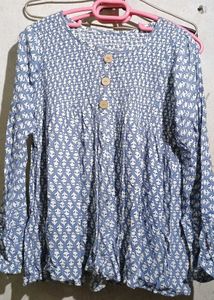 Blue &amp; White Print Tunic Top