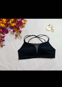 Stylish Black Lace Bralette - Multi-Strap Design