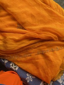 Orange Embellished Dupatta
