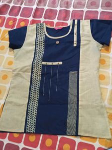 Blue & Beige Tunic Top