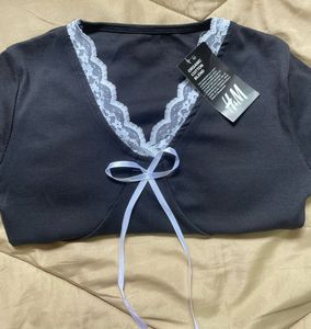 Lace Trim Bow Tie Crop Top
