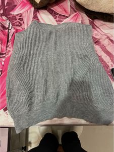 Gray Knit Vest with Button Detail