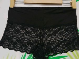 (400)Chic Black Lace Boy Shorts Underwear