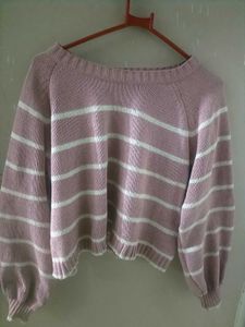 Striped Knit Cropped Sweater