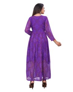 Elegant Purple Bandhani Maxi kurti