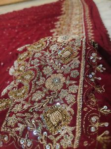 Zardozi Red Saree 😍 No Blouse