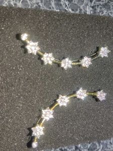 CZ Floral Ear Climber Earrings