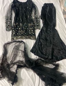 Black And Gold Sharara Set
