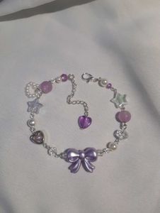 Pink Bow Beaded Bracelet