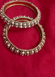 Partywear Golden Kada And Grey Bangles Combo