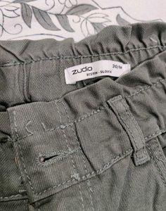 Olive Green Paperbag Jeans