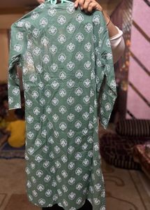Cotton Green Printed Kurta Set