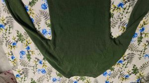Olive Green Ribbed Knit Top