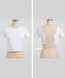 White crisscross open back top