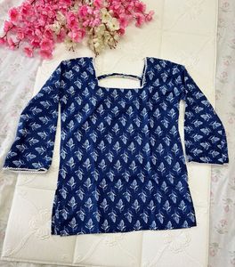 Blue Printed Short Kurti